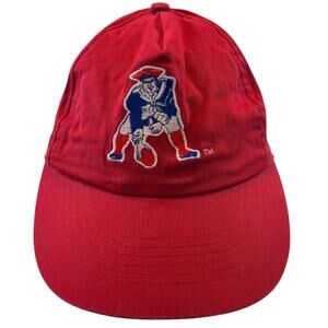 Vintage Team NFL New England Patriots Red Snapback Hat, Old Logo Embroidered